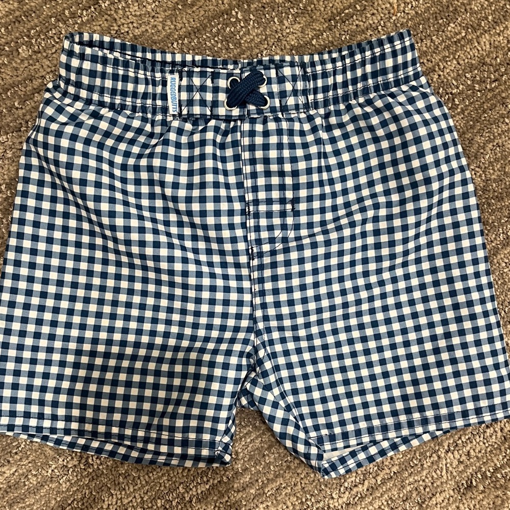 Rugged Butts Navy Gingham Swim Trunks